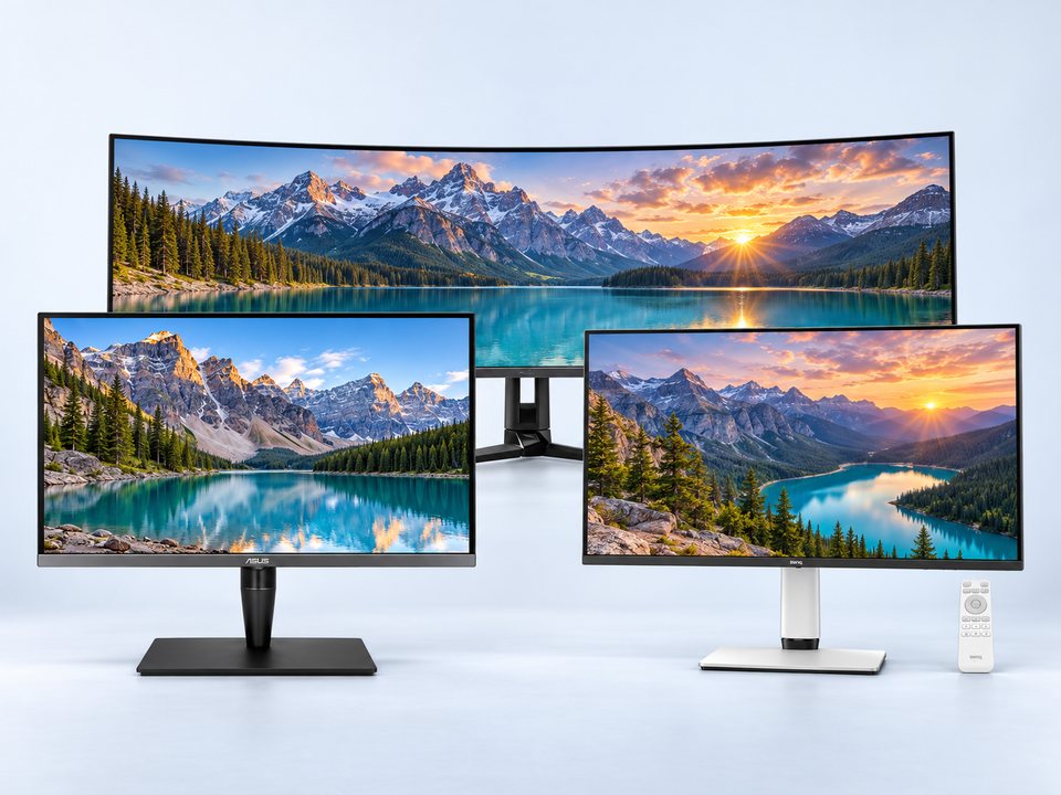 買取強化中の人気商品（ASUS PA32UCG 4Kモニター ブラック・ASUS ゲーミング液晶 PG49WCD 49型・BenQ ゲーミング液晶ディスプレイ 31.5型）