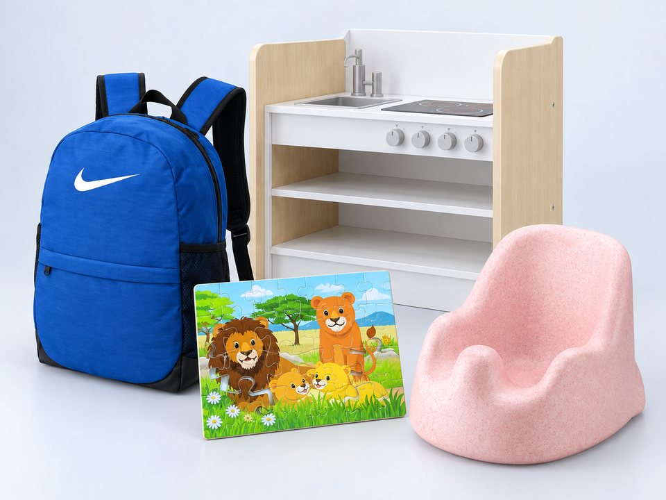 買取強化中の人気商品（ナイキ キッズリュック バックパック・木製ままごとキッチン 2WAYタイプ・くもんのジグソーパズル ステップ2・リッチェル バスチェア おふろ用）