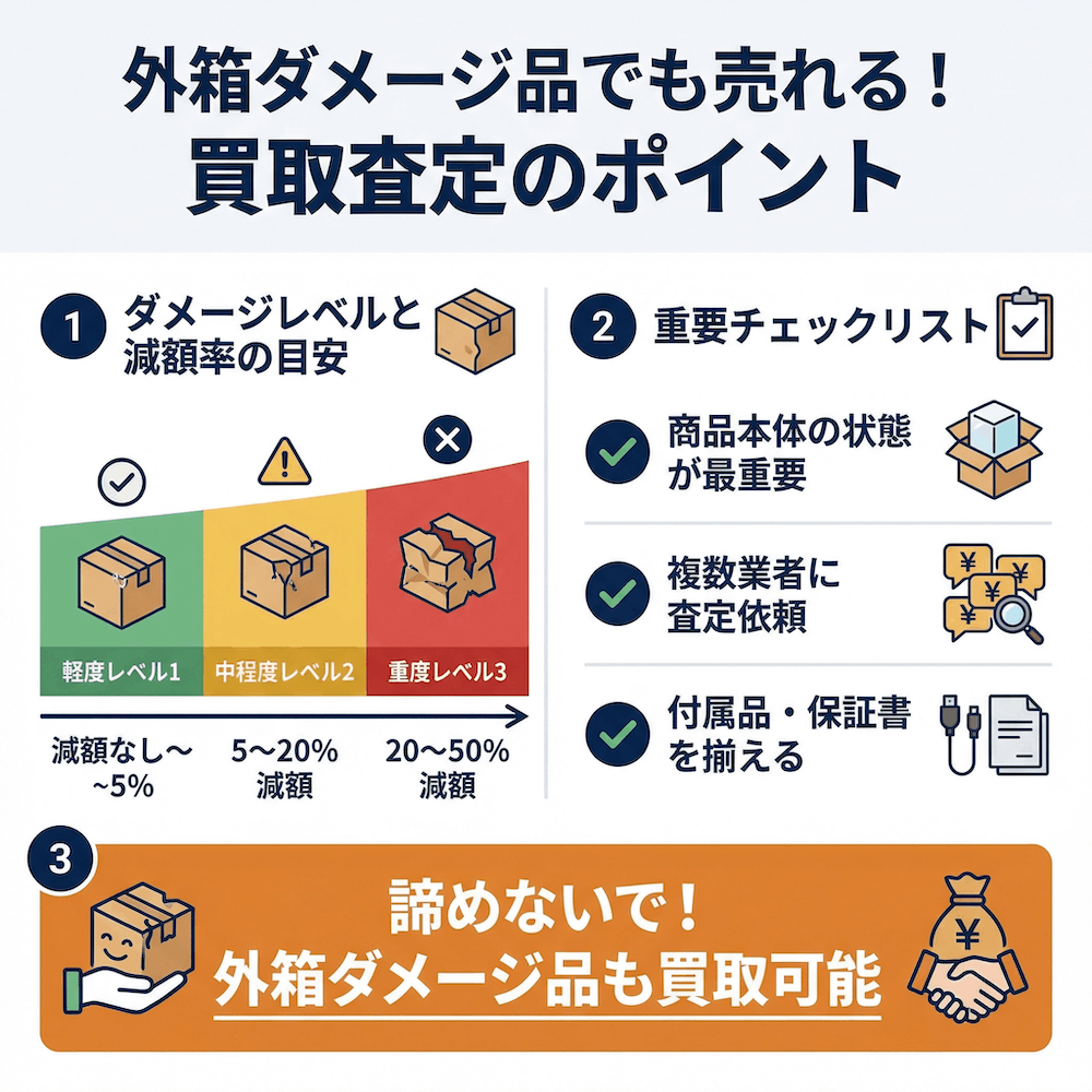 外箱ダメージ品でも売れる買取査定のポイント